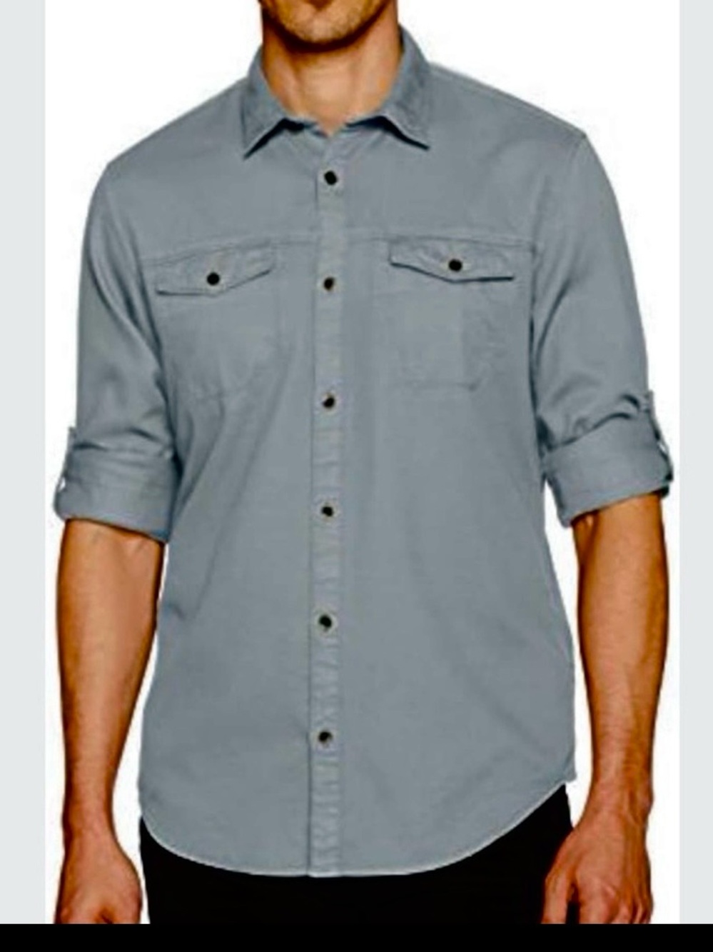 Calvin Klein Jeans Washed Olive Utility Epaulets Roll Tab Sleeve Shirt XL